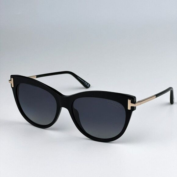NEW Tom Ford FT0821/S KIRA 01D Black Polarized Gradient Cat Eye Women Sunglasses - Picture 1 of 13
